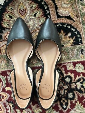 a new day Black Pointed-Toe D’Orsay Flats
